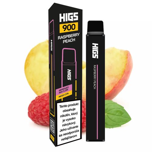 Higs XL 900 Raspberry Peach premium Vape | 2% nikotina | 900 udaha - 2 ml | Ukusi